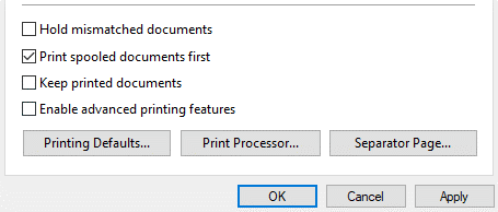 Print driver options