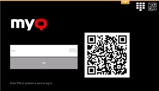 Terminal login screen with QR