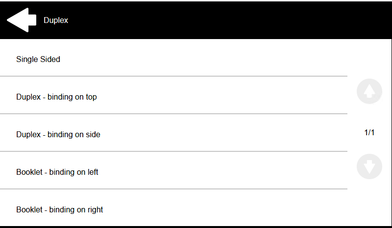 Easy Scan duplex options on the terminal