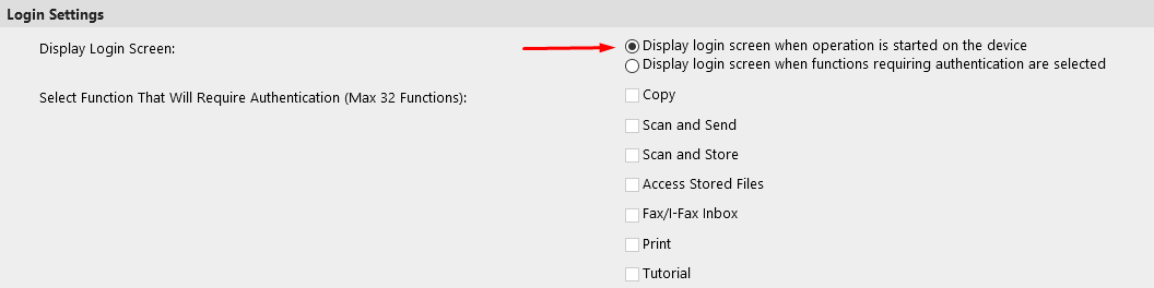 Device web UI Login Settings