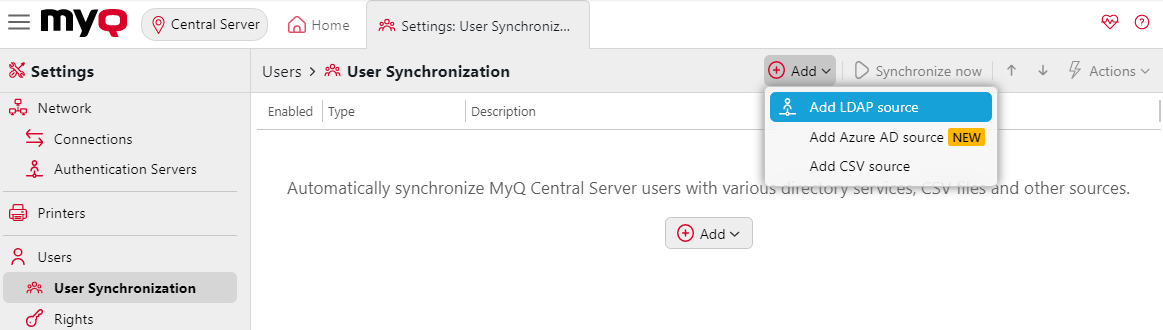 Adding a new synchronization source