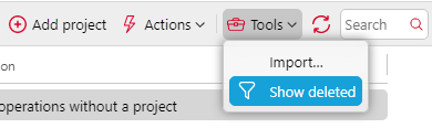 Show deleted projects