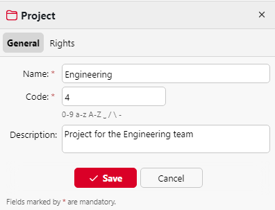 New project - general settings