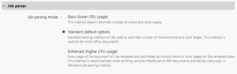 Job parser settings