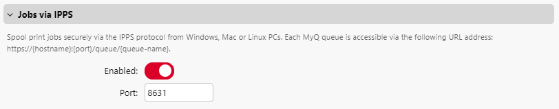 Jobs via IPPS settings