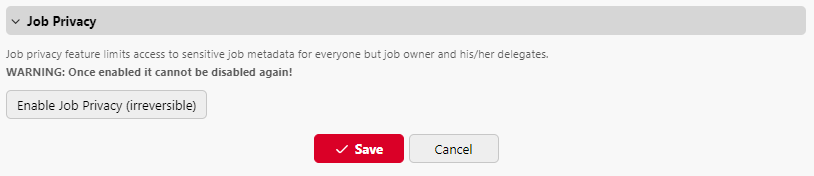 Job privacy settings