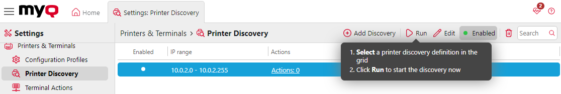 Run a Printer Discovery