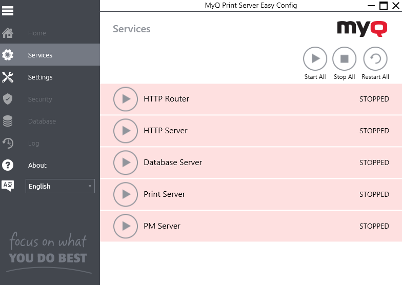 MyQ Easy Config - Stop all services