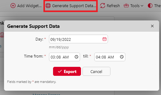 Generate data for support options