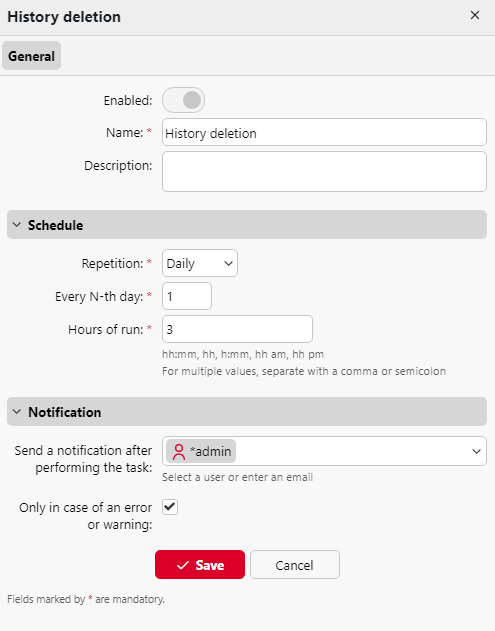 task schedule example