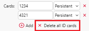 Delete all ID cards button