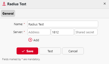 Radius server properties example