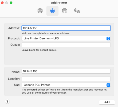 Printer settings