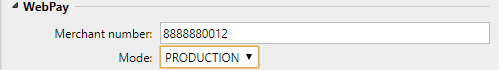 Merchant number and mode settings