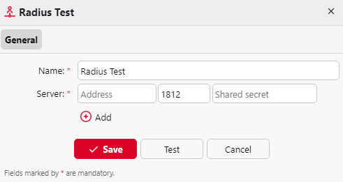 Radius server properties example
