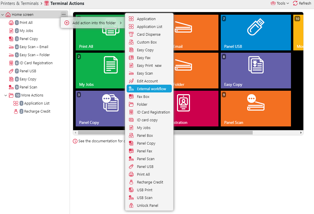 Adding the External Workflow terminal action