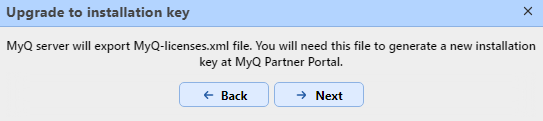 Export MyQ licenses xml file