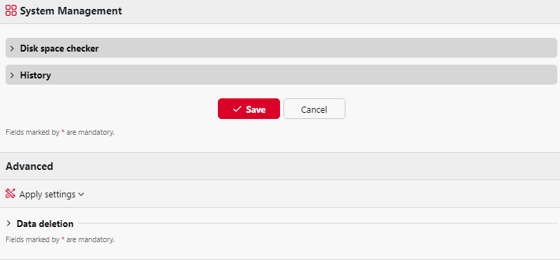 System Management settings tab