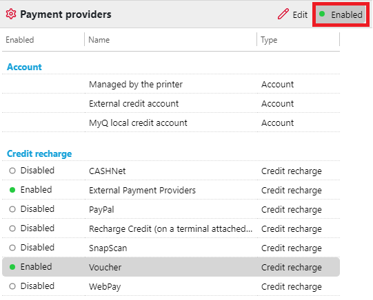 Enable a payment provider
