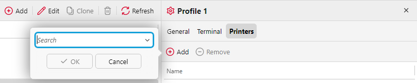 Configuration profile printers tab