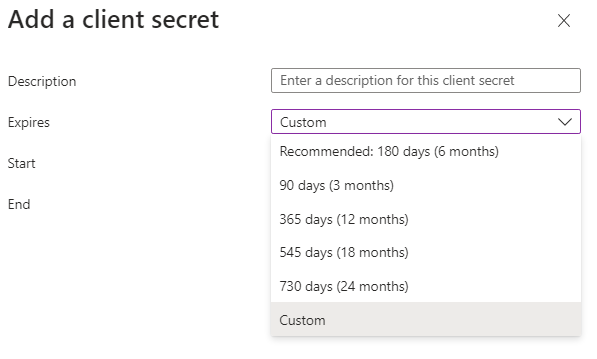 Client secret options