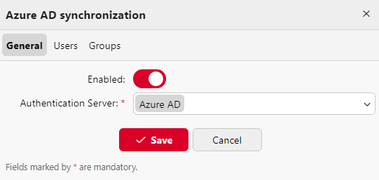 Azure sync general tab