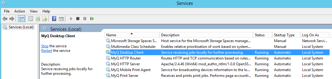 MyQ Desktop Client Windows service