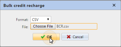 Bulk credit recharge from a CSV