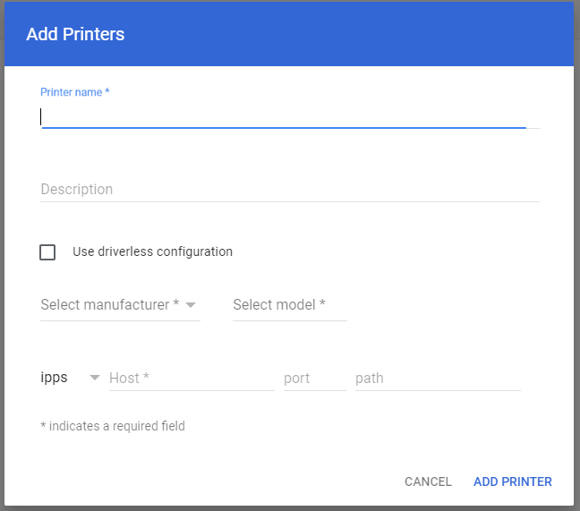 Google Admin Console - New printer settings