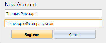 New account registration example