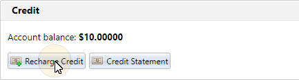 Recharging credit on the MyQ web UI