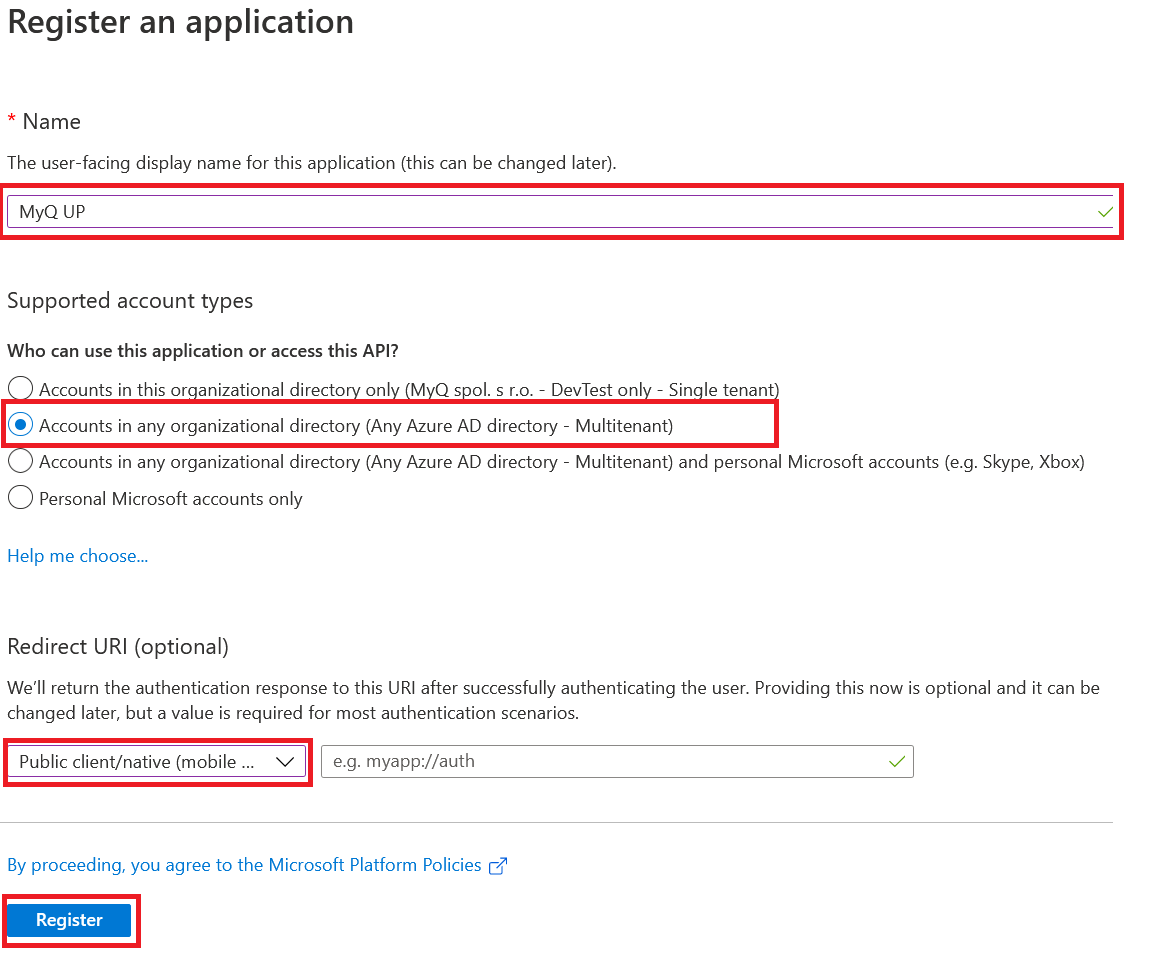MS Azure - new app registration properties