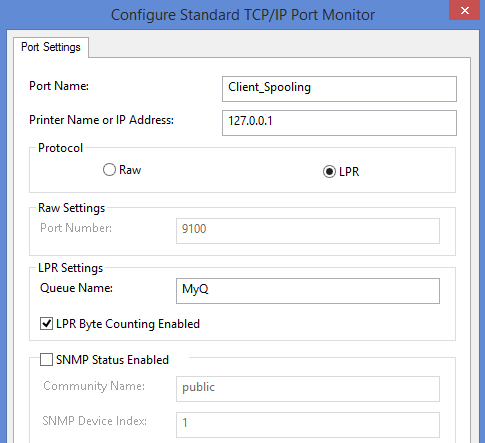 TCP IP port settings
