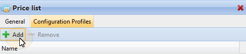 Adding a Price list to a configuration profile
