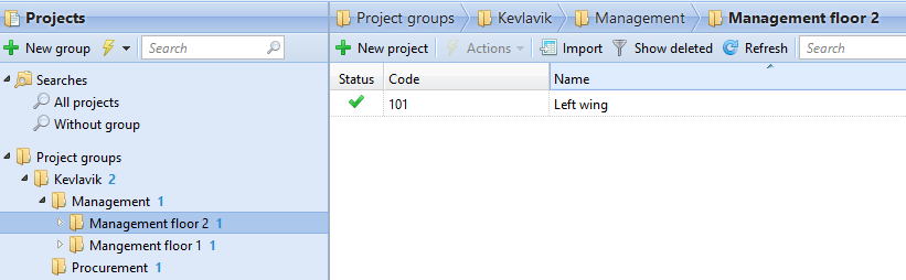 Managing project groups