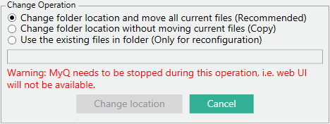 Change folder location options