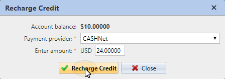 Recharge credit options