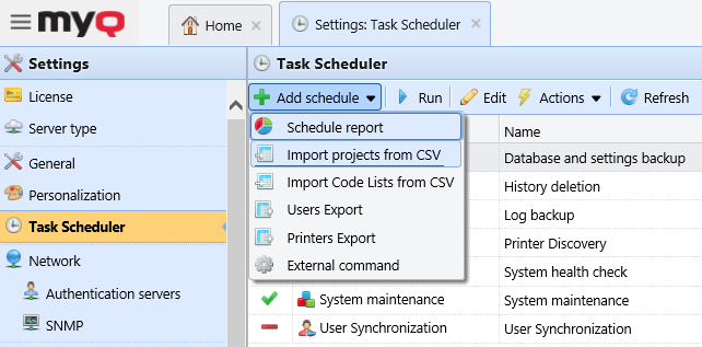 Import projects from CSV