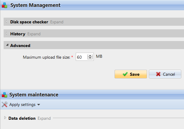 System Management settings tab