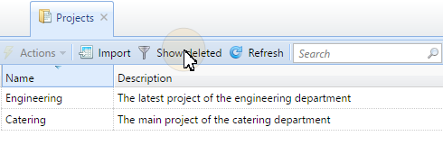 Show deleted projects button