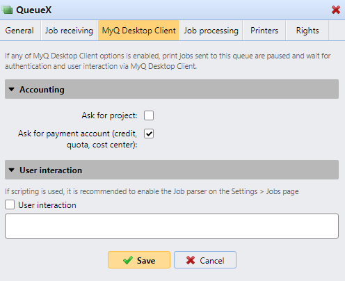 MDC tab settings