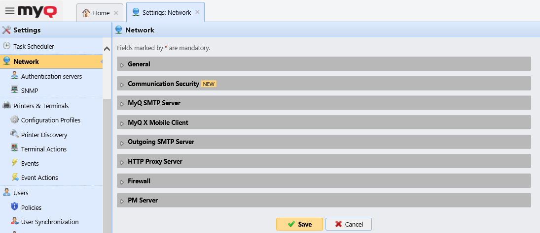 Network Settings tab