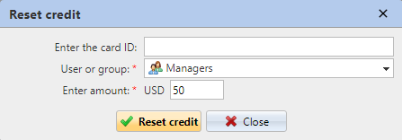 Reset credit options