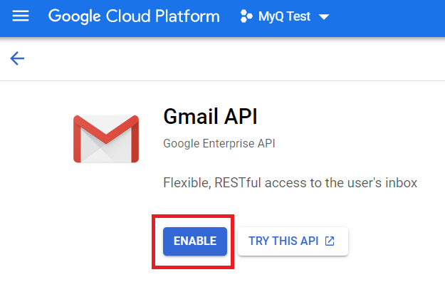 Enabling the Gmail API