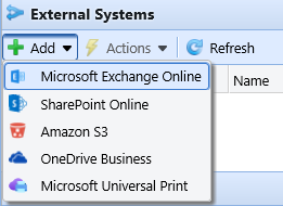 Adding MS Exchange Online in External Systems