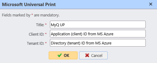 External Systems - Microsoft Universal Print settings