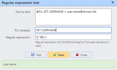 Regular expression test example