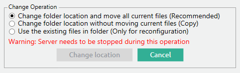 Change folder location options