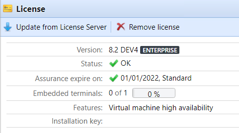 Update from License server button