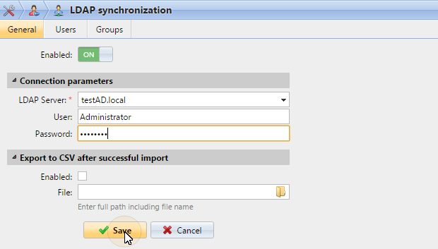 LDAP sync general tab settings